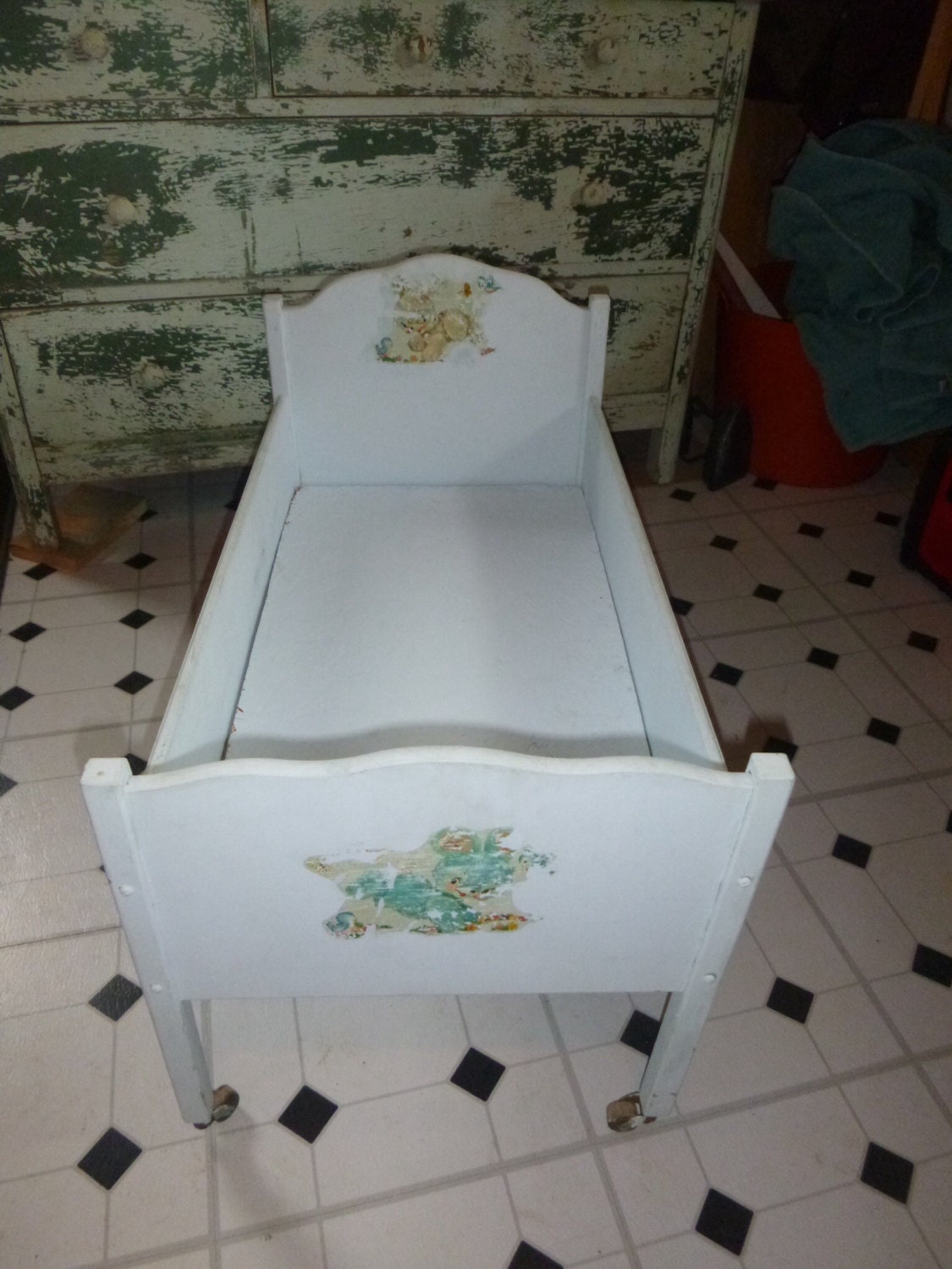 Old Doll Bed with wheels Haute Juice