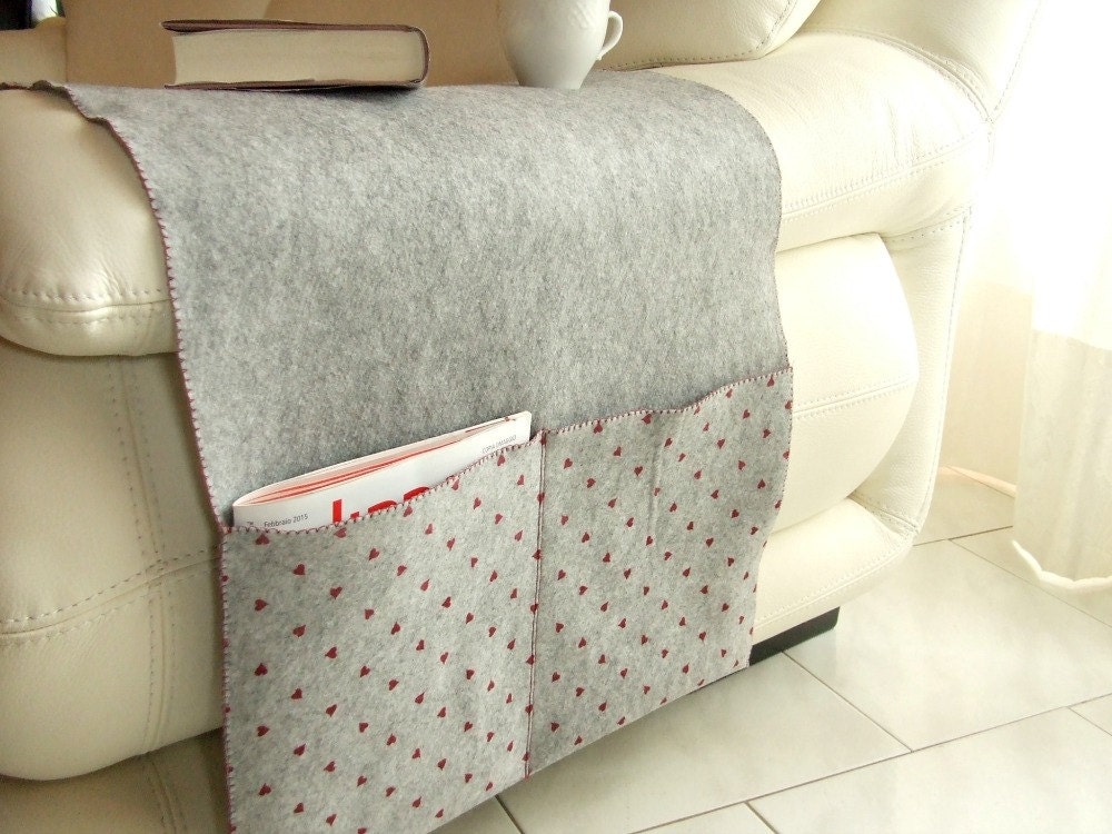 Felt sofa armrest cover large pockets organizer by acountrystory