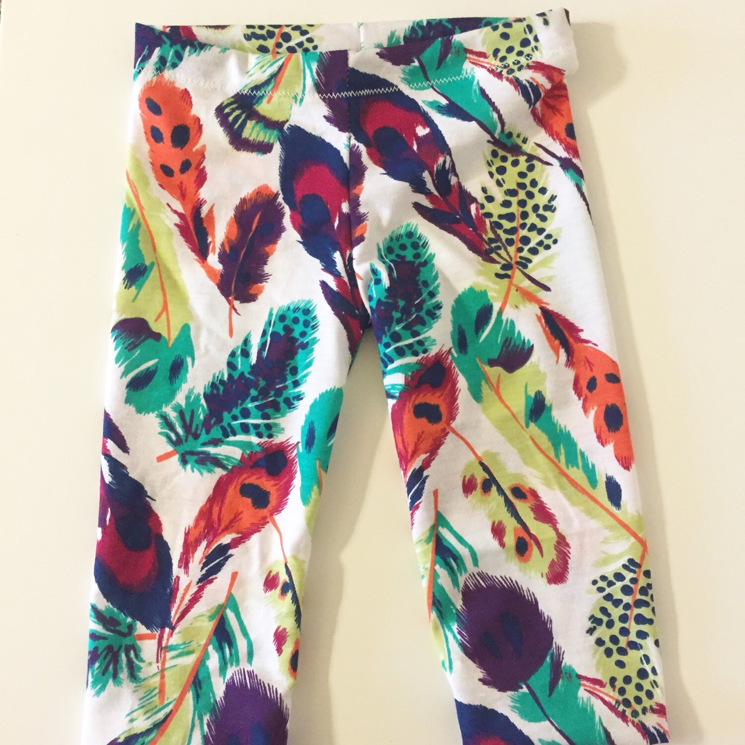 Spring feather baby girl leggings