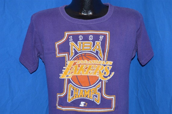 80s Los Angeles Lakers 1987 NBA Champs Purple Vintage t-shirt