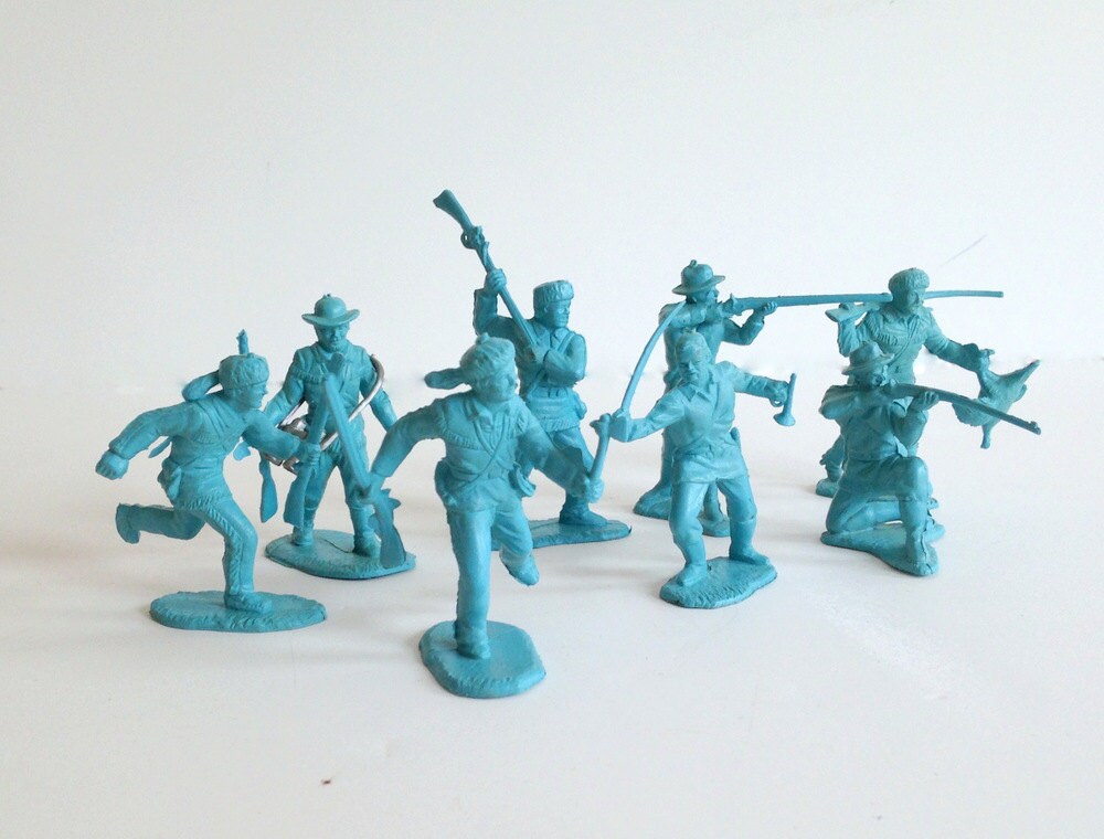 Marx Toy Soldiers Cowboys Calvary Daniel Boone Blue