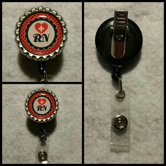 RN Bottle Cap Badge Holder by SimpleFunCreations on Etsy