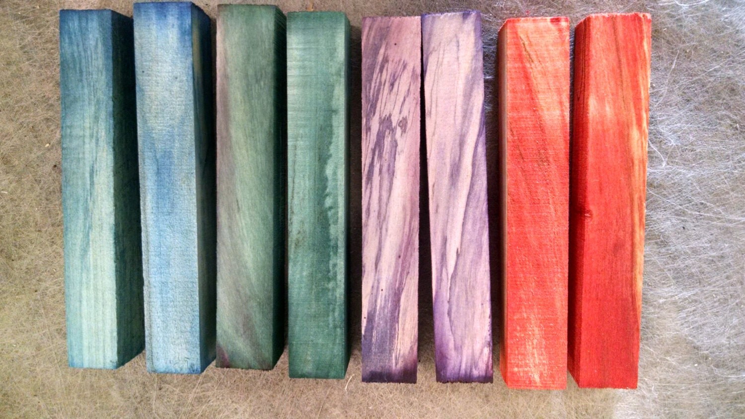 8 dyed Spalted Maple pen turning blanks by Route66woodworking