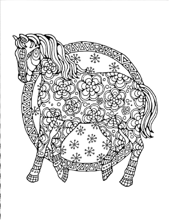 Horse Coloring Page to Print and Color by LittleShopTreasures