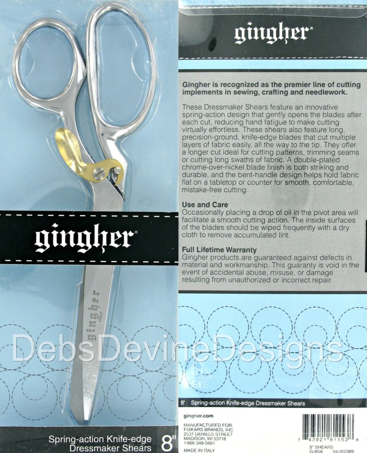 Gingher® 8 Dressmaker Shears SpringAction