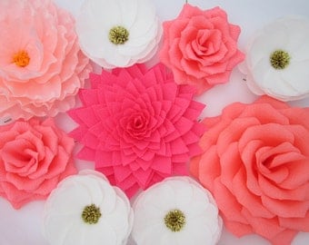 9 Paper Flowers/ Wall Flowers/ Arch Flowers/ Wedding Decoration/ Large Flowers/ Party Decoration/ Baby Shower Decorations/ Nursery Wall