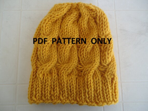 PDF pattern cable knit slouchy beanie PDF pattern by AYTULGIFT
