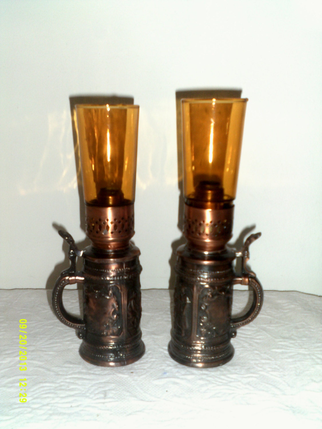 Colonial Restaurant Spring Loaded Heavy Metal Candle Holders