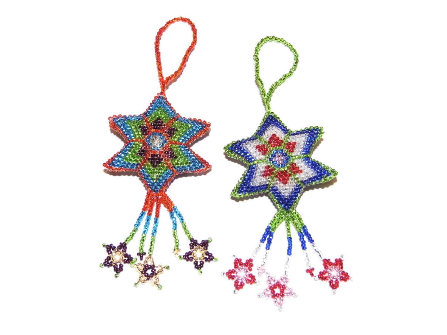 beaded star christmas ornaments set of two guatemala beaded star christmas ornaments set of two guatemala