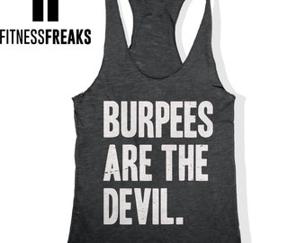 Funny fitness tank top - Burpees Are The Devil womens triblend racerback tank