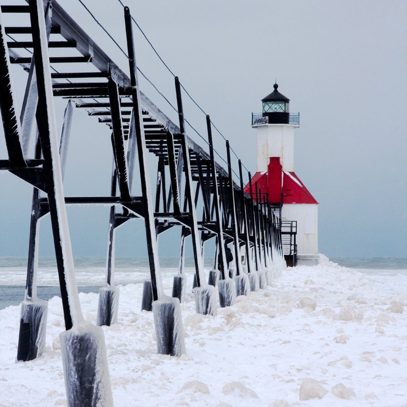 Lighthouse photography Michigan art photo print St Joseph