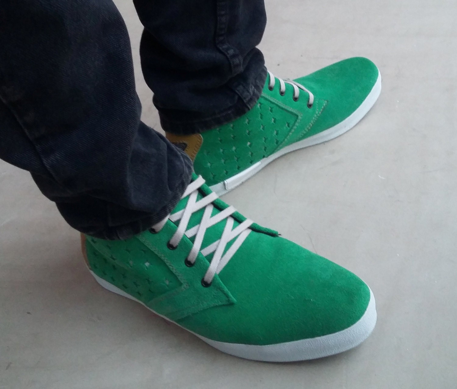 olive green and gold shoes