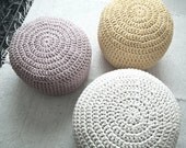 Blushy Sand Ottoman Nursery Decor - Blush Beige Ottoman Footstool Pouf - Neutral Color Crochet Floor Cushions - Eco friendly Furniture