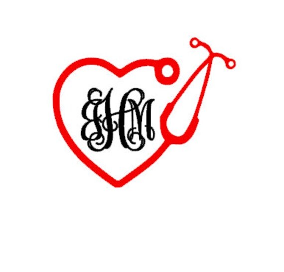 nurse stethoscope decal monogram decal rn monogram decal