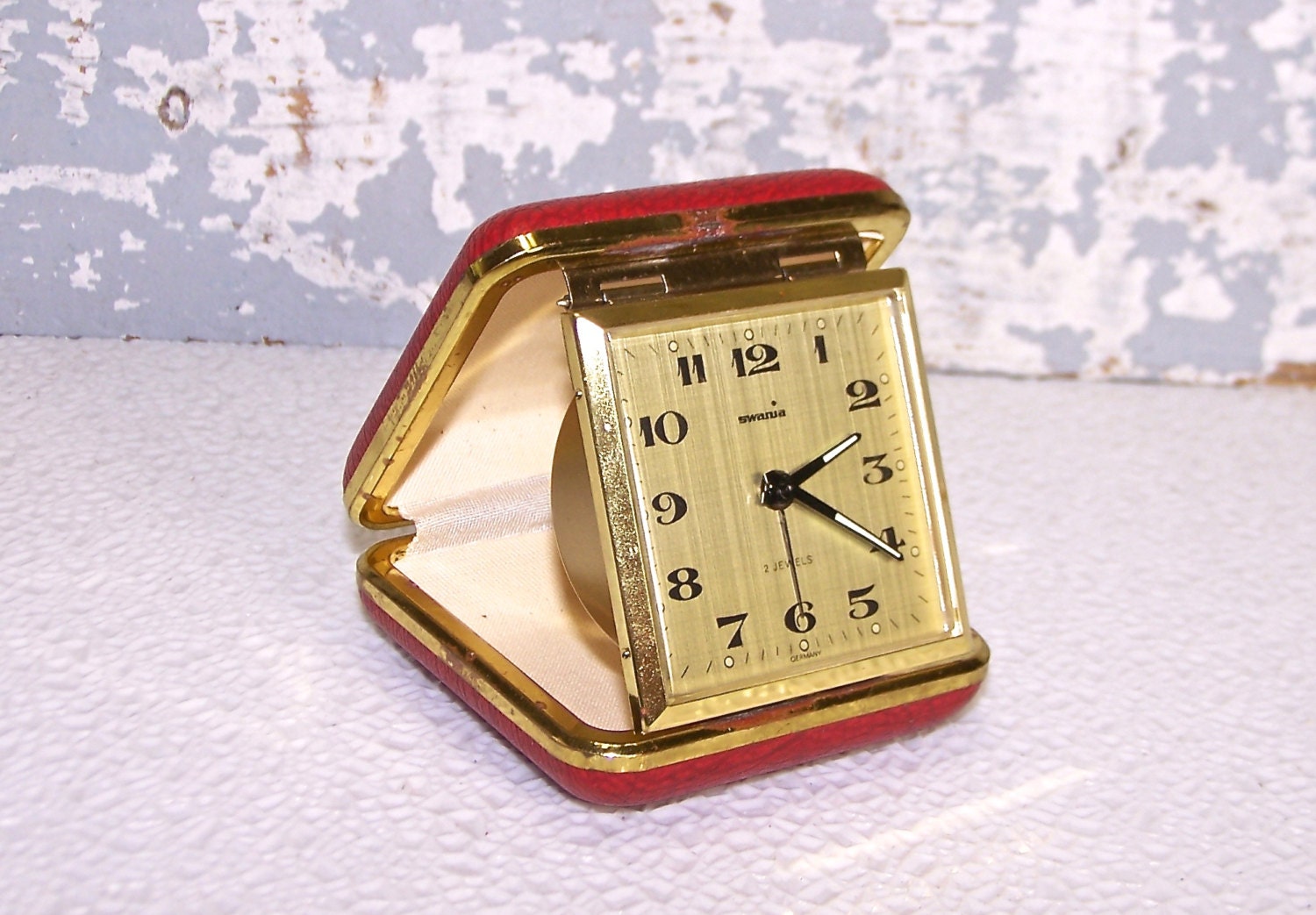Folding Travel Alarm Clock Swanua 2 Jeweled by SexyTrashVintage