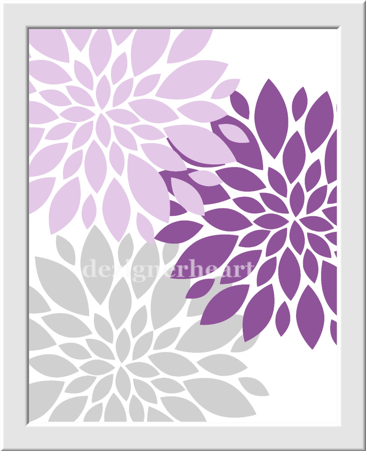 Purple Baby Girl Nursery Wall Art Lavender Gray Elephant