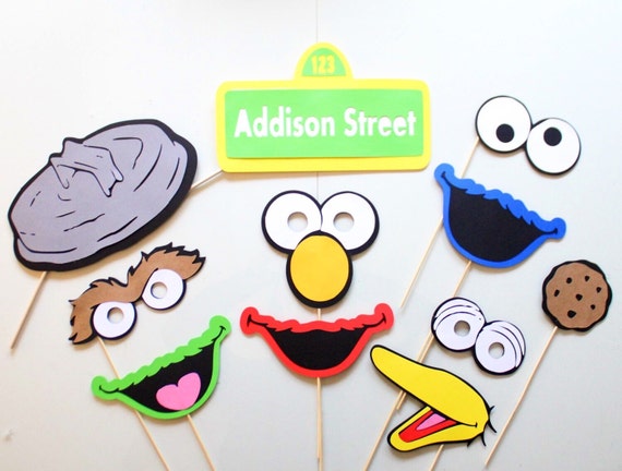11pc * Sesame Street Inspired Photo Booth Props/Photobooth Props/Big Bird/Cookie Monster/Elmo by ...