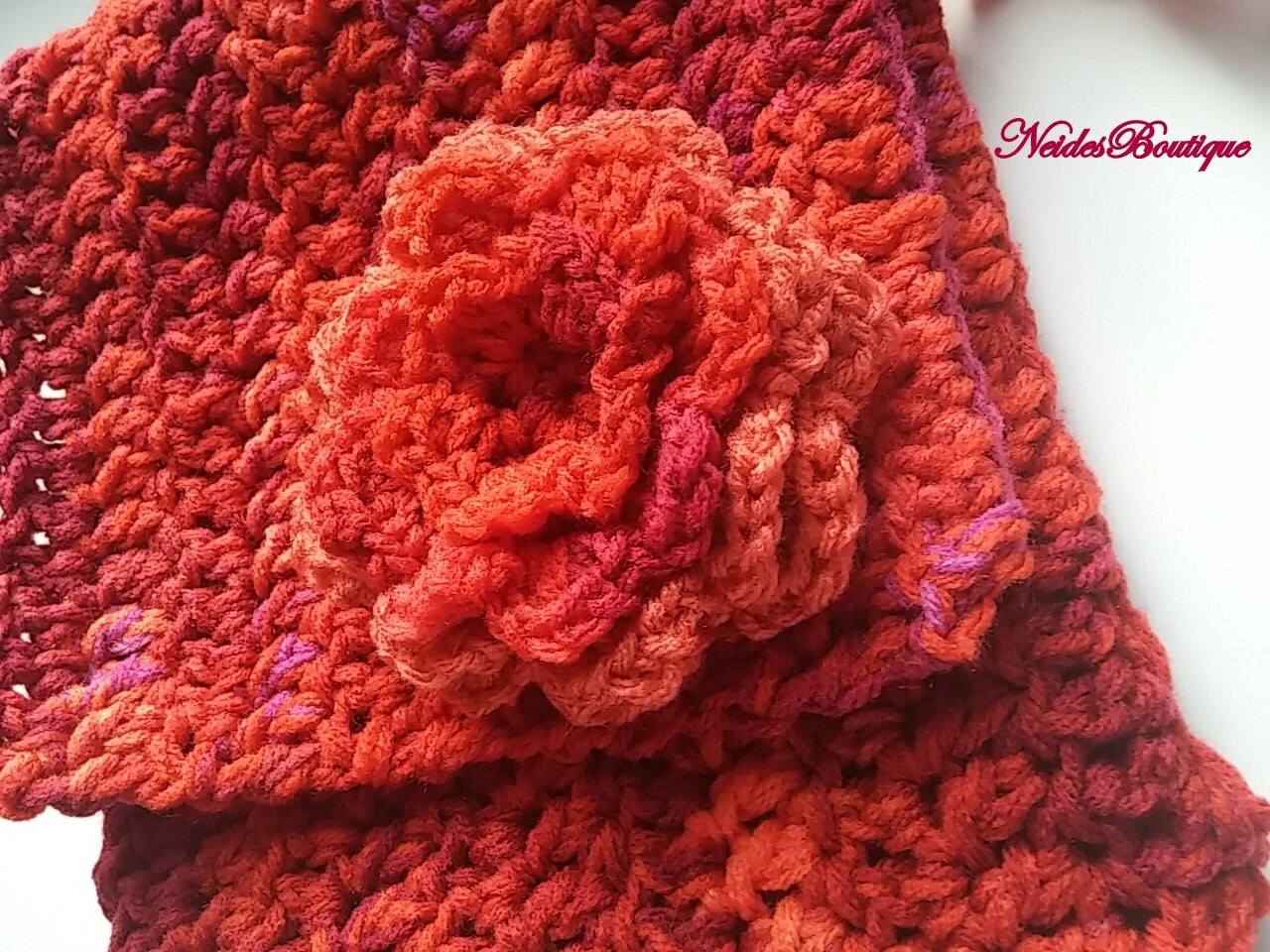 Bright orange Floral Crossbody Crochet Purse Laptop bag