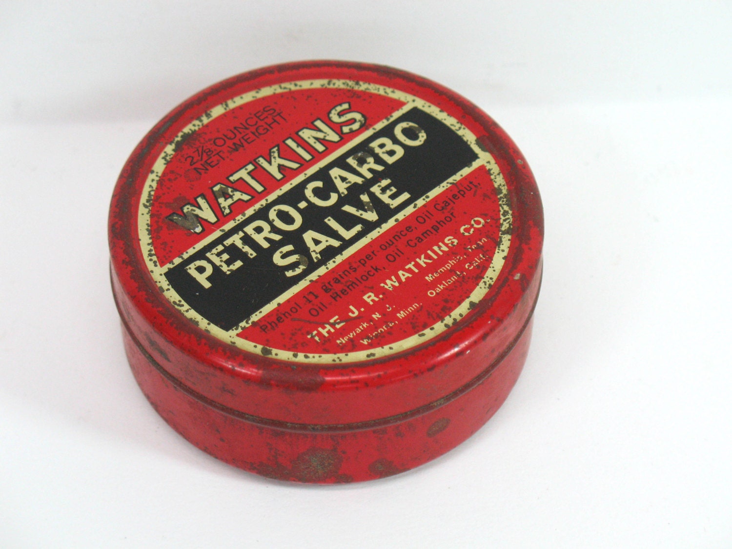 Advertising Tin Watkins Tin Petro Salve Red Tin Medicinal Tin