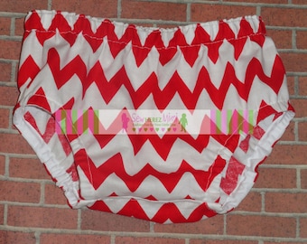Red Chevron Diaper Cover in Sizes Newborn, 3-6 mos, 12 mos, 18 mos, 24 mos
