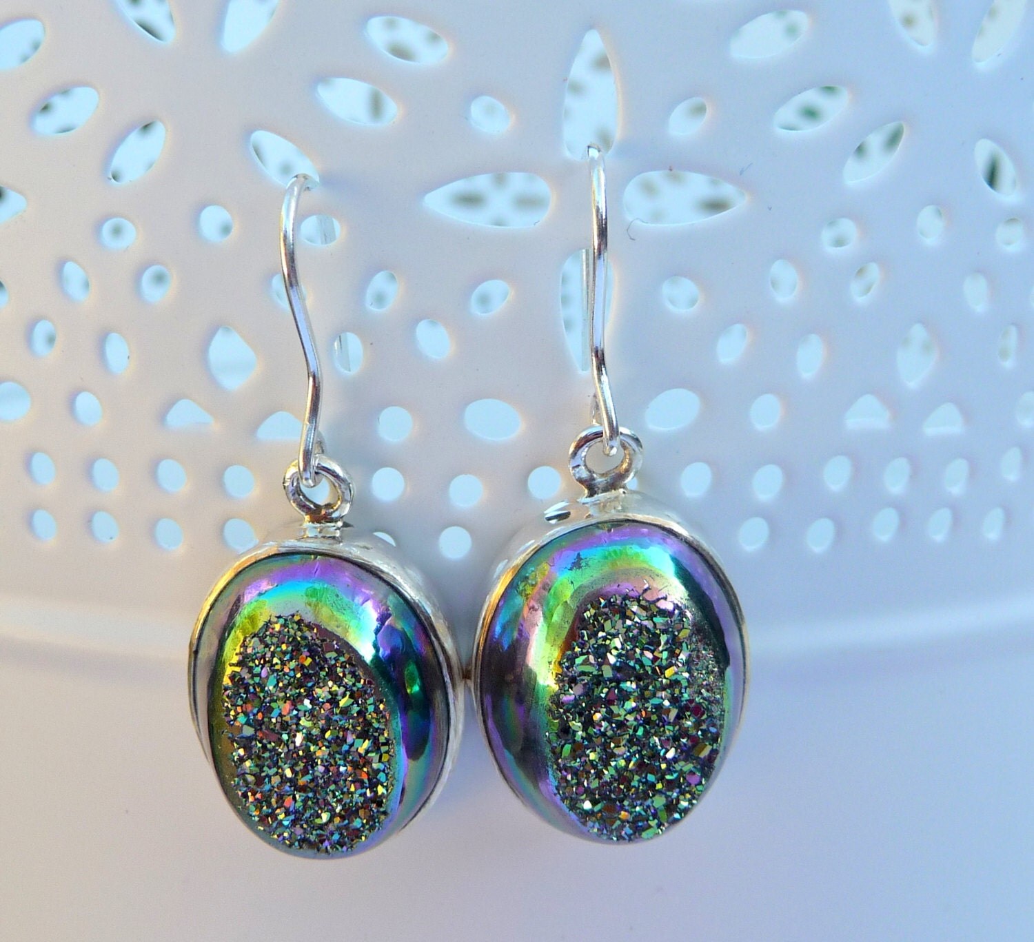 Druzy Earrings/ Drop Earrings Statement Jewelry/ by ElegancebyO