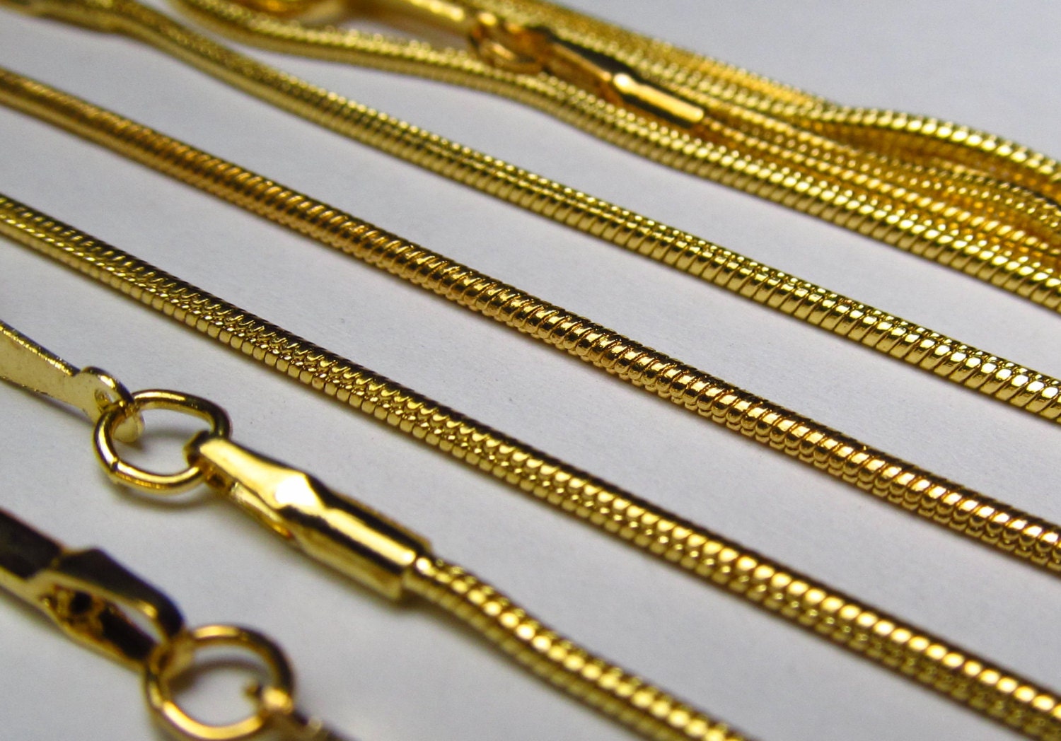 Gold Plated Snake Chains 18 Inches 1.2 MM Wholesale Lot Bulk