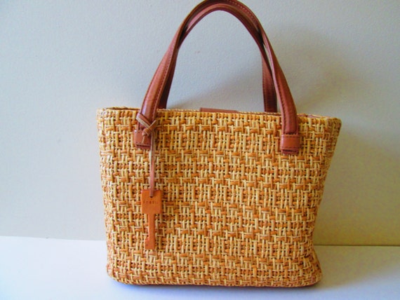 fossil wicker purse