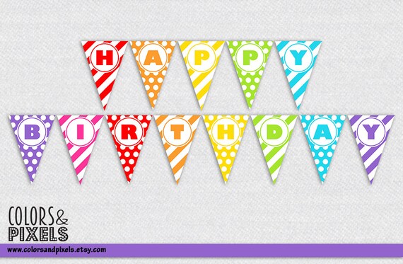 Printable Happy Birthday Triangle Banner | items similar to diy triangle birthday banner happy Printable Happy Birthday Triangle Banner | items similar to diy triangle birthday banner happy