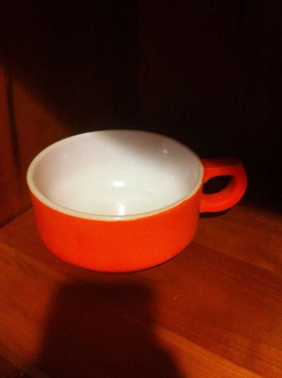 Fire king vintage anchor hocking orange stackable soup bowl