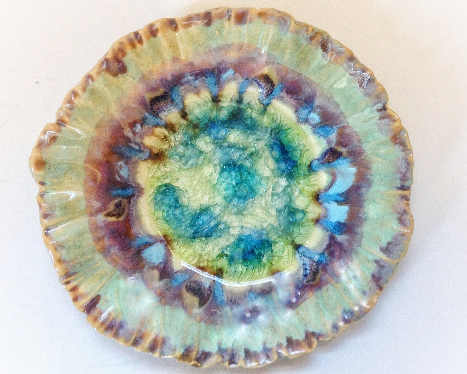 Ceramic Round Wall Decor Wall Art Hanging Plate by redbarnpottery