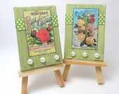 Mini Canvas Mixed Media - Rustic Home Decor - Vintage Decor - Hand Painted - Vintage Roses - Mini Canvas Art - Green Mini Canvas