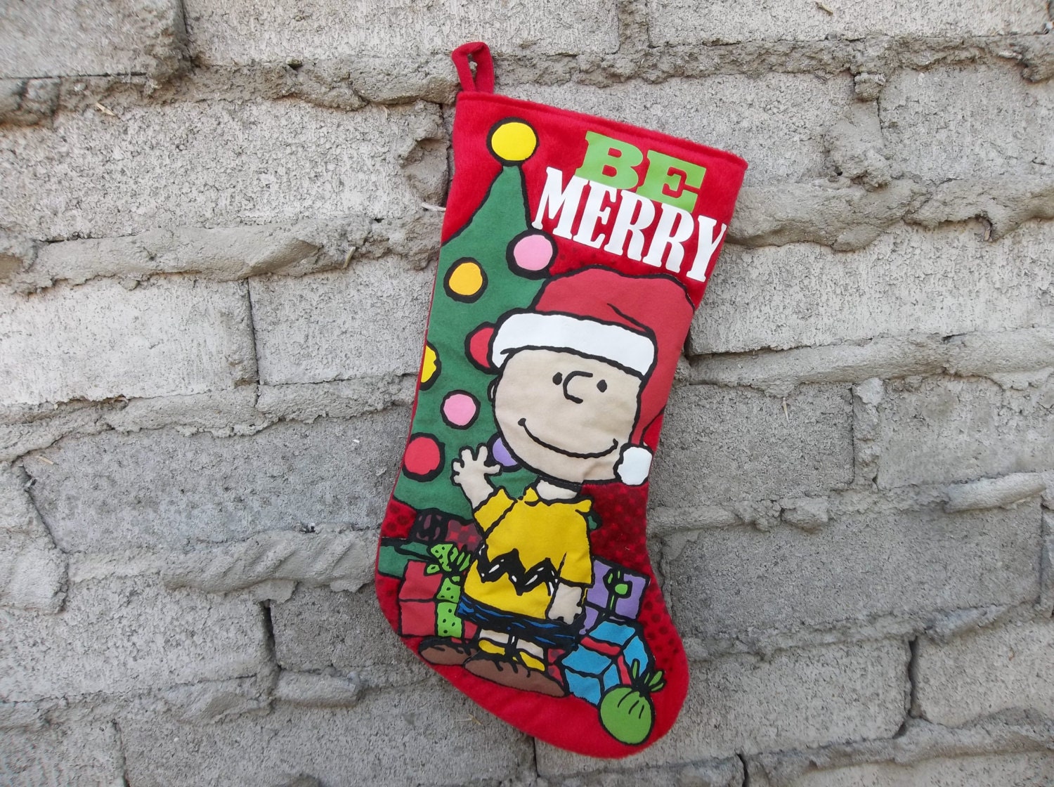 Retro Charlie Brown Christmas Stocking Be Merry