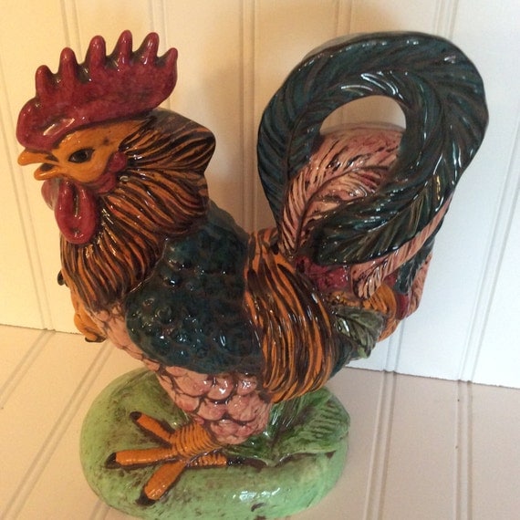 Ceramic rooster/ farm house rooster/rooster statue/ french