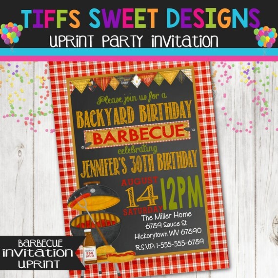 Backyard BBQ Birthday Invitation Backyard Party Invitation