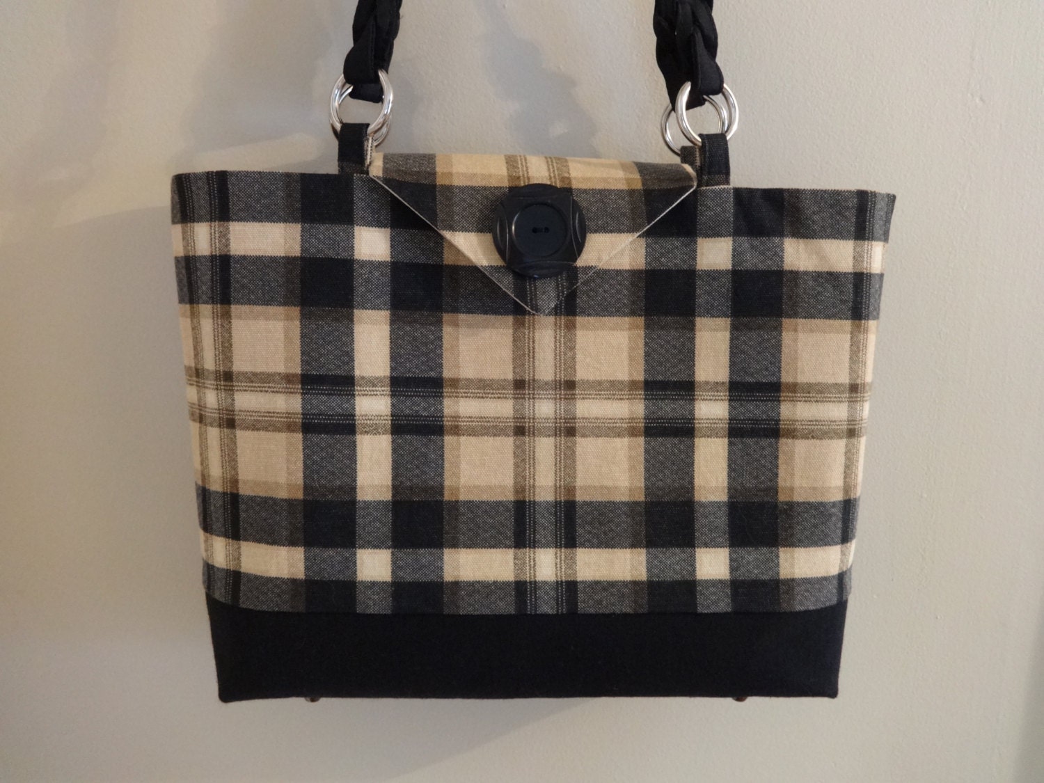 Purse Pocketbook cotton canvas tote Handbag with shoulder