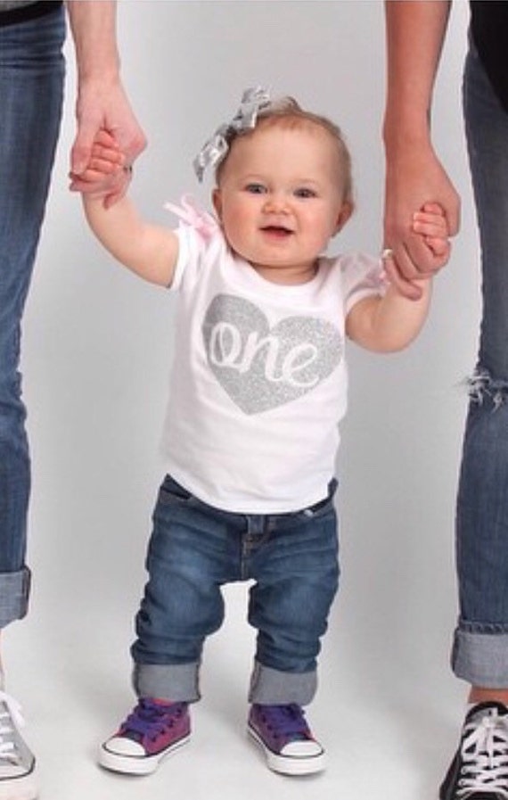 silver one heart baby shirt