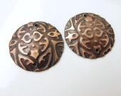 X-Large Round Embossed Copper Jewelry Connectors or Earring Dangles    HM15-011E