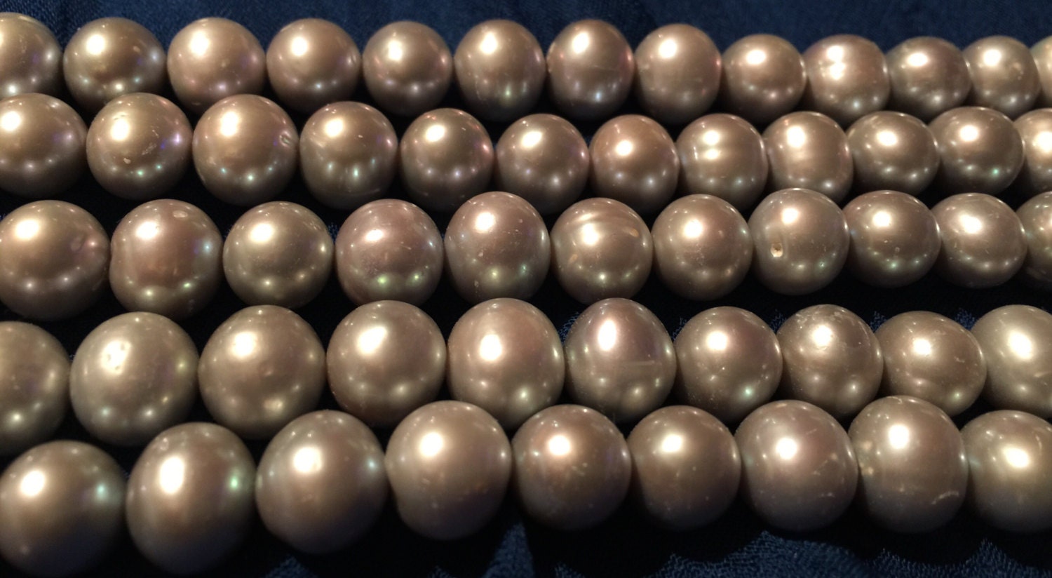 AAA Finest 11mm Freshwater Pearls Grey Natural Round Lustrous