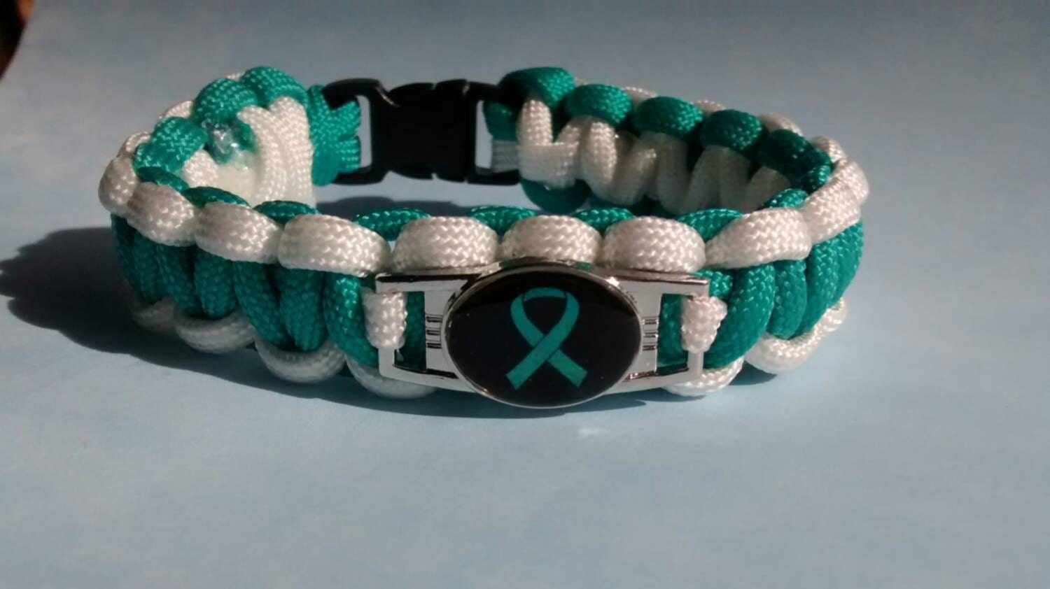 Ovarian Cancer Paracord Bracelet w/ custom made charm