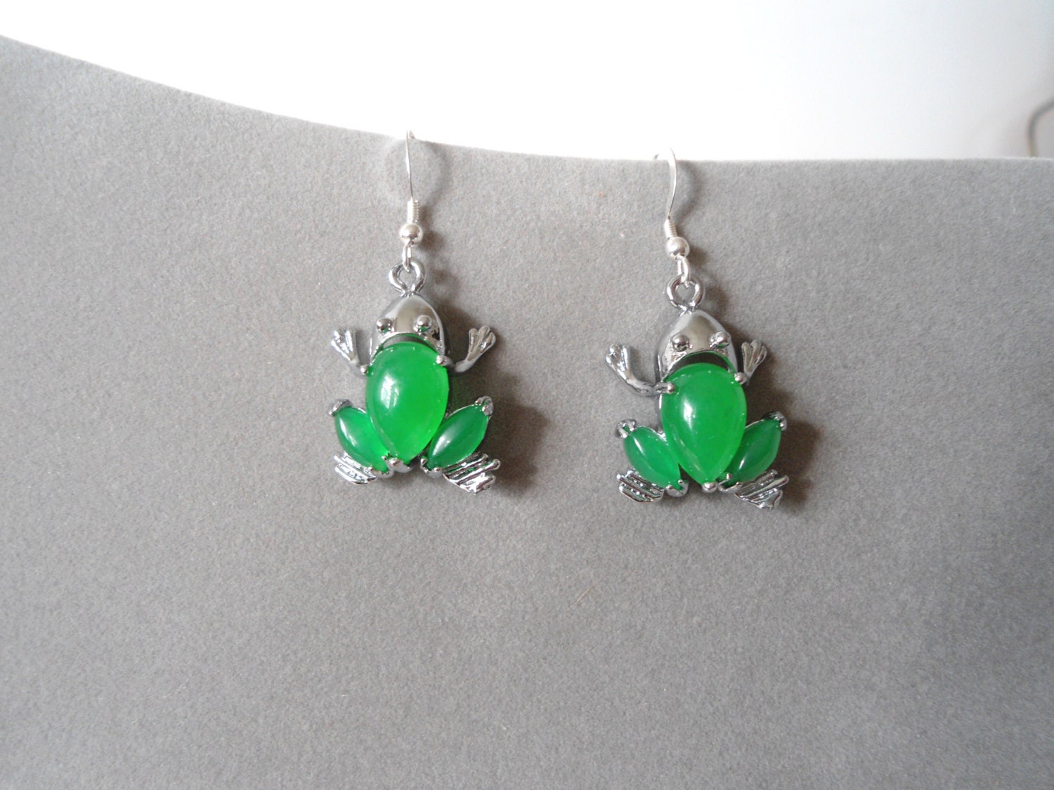 Jade Frog Earrings Green Frog Earrings Green Jade Earrings
