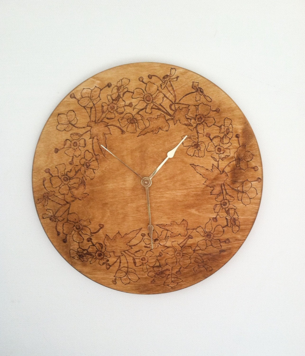 Wood burned Clock by carrielynnbunker on Etsy