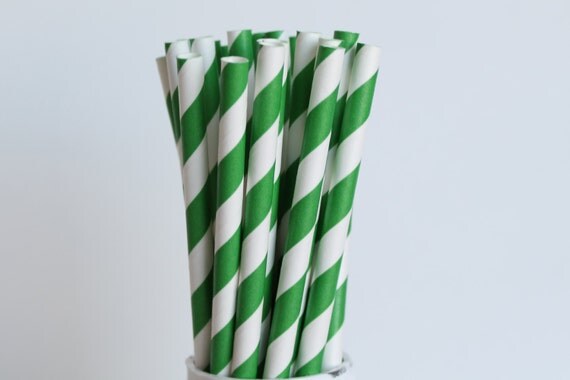 Green Striped Paper Straws-Mason Jar Straws-Green Paper Straw-Wedding Paper Straws-Bright Green Straws-Stripe Party Paper Straw-Lime Straws Il_570xn