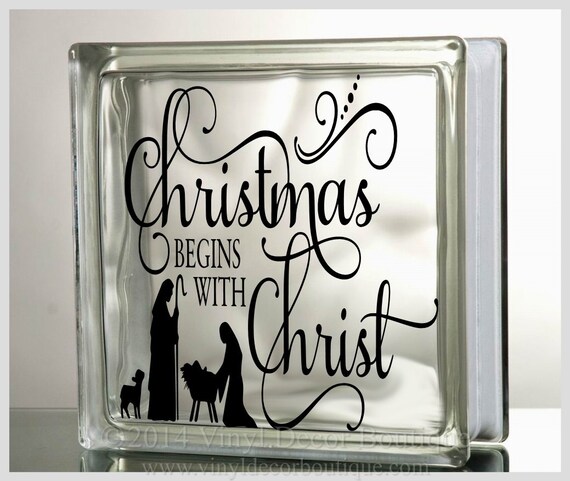 Download Christmas begins with Christ Glass Block Decal Tile Mirrors