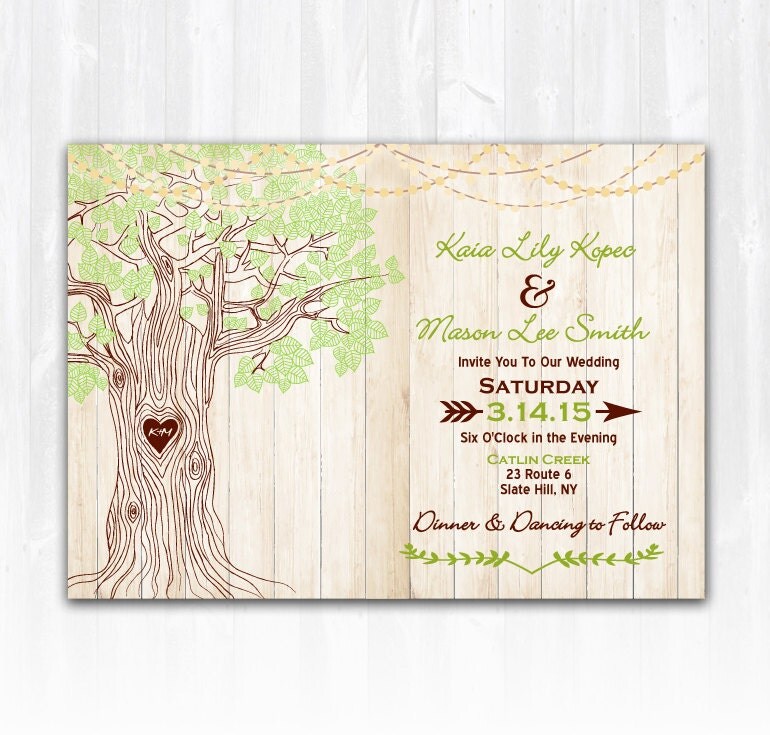 Rustic Tree Wedding Invitation DIY PRINTABLE Digital File or