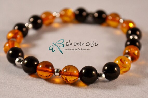 Amber Jet Bohemian Jewelry Amber Gemstone by BlueDasherCrafts