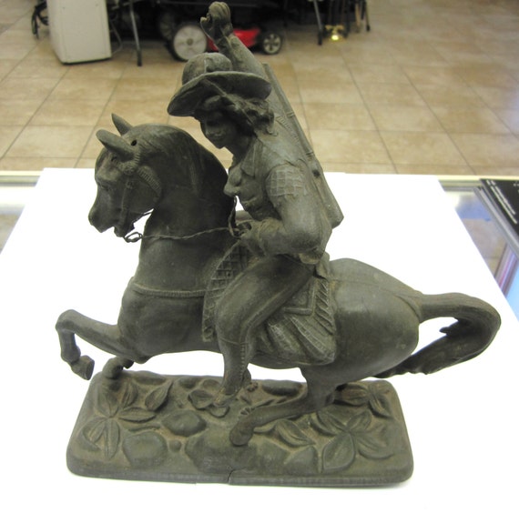 Vintage Pewter Solider and Horse Statue by MidtownJL on Etsy