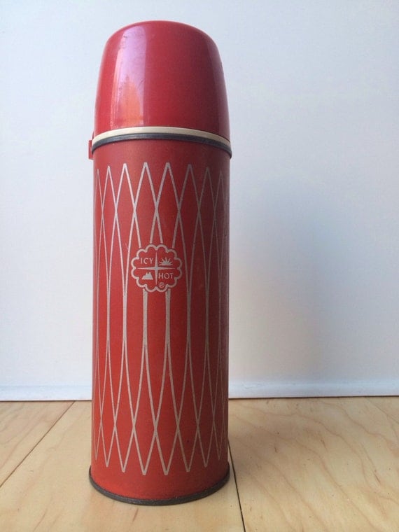 Items similar to Vintage Icy Hot Pint Metal Thermos Bottle No. 2210