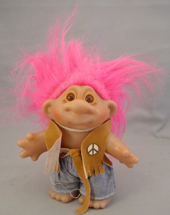 1986 Hippy Troll By Dam With Pink Hair 1986 4 1 2