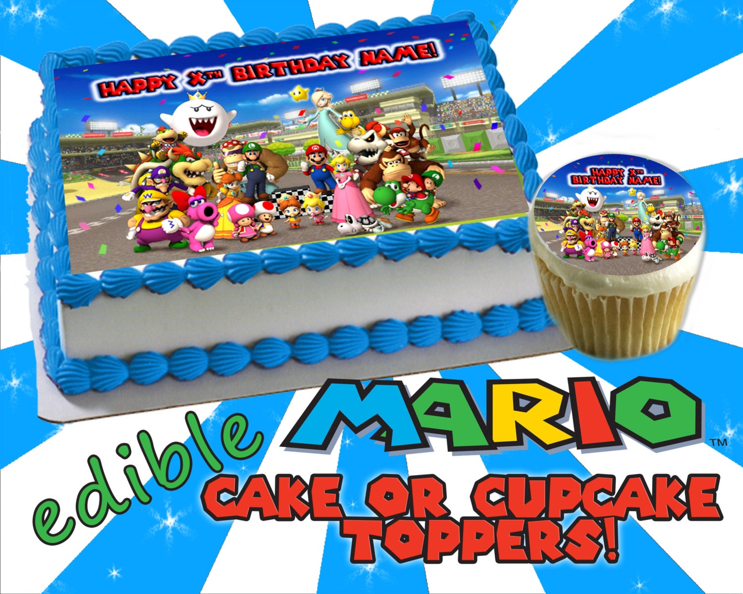 Personalized CAKE super Mario kart edible cake by Pictures4Cakes