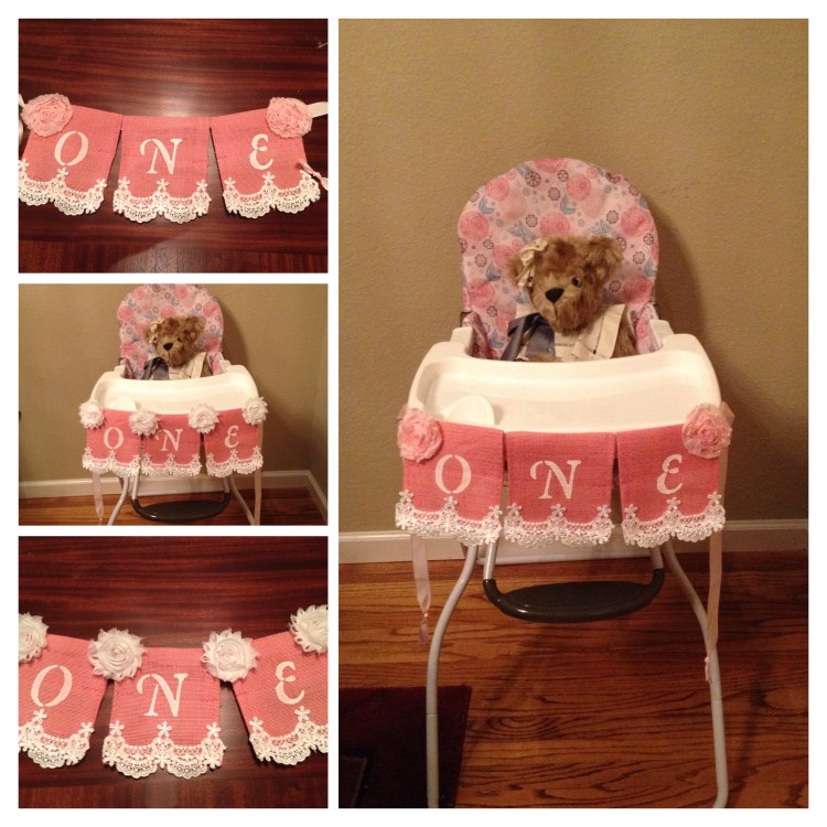 Baby's First Birthday Pink High Chair by StacyLavelleDesigns